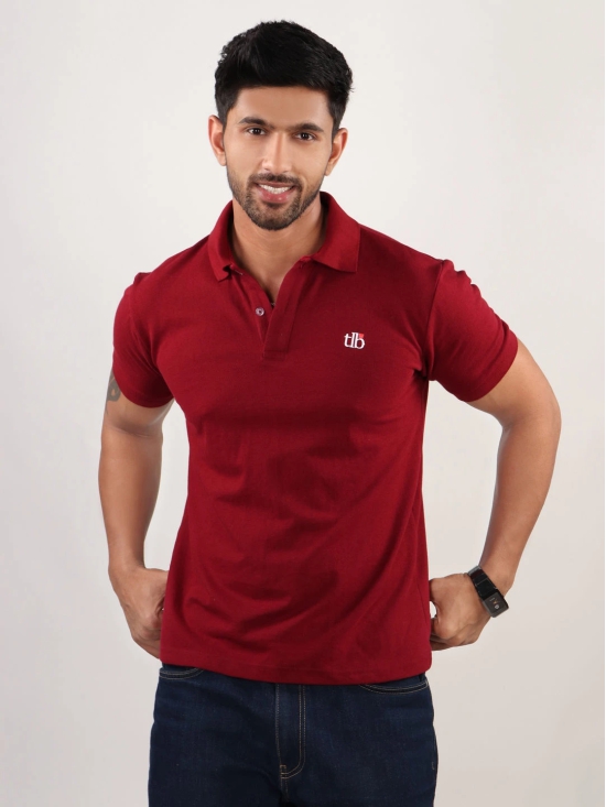 Men Maroon Polo Neck T-Shirt-M / Maroon