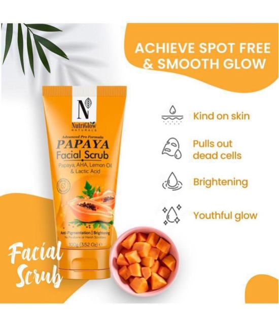 NutriGlow NATURAL'S Advanced Pro Formula Papaya Facial Scrub for Deep Exfoliation with AHA, Lemon Oil, All Skin Types, 100g