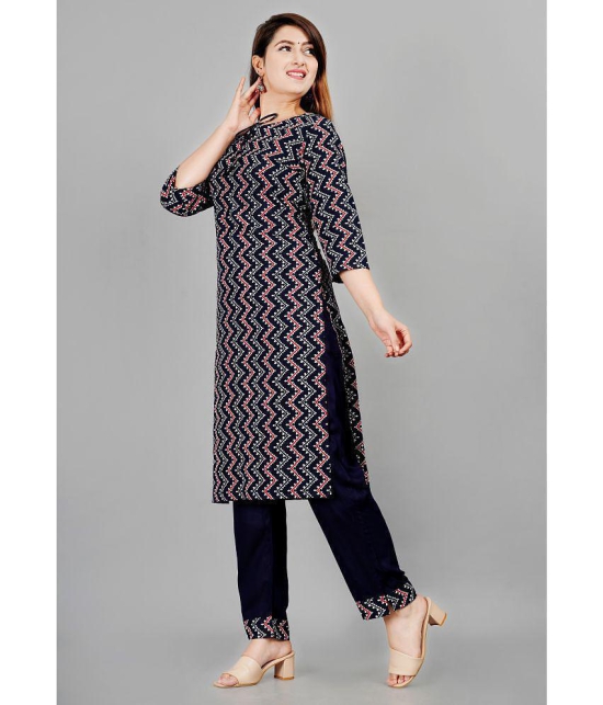 Smien - Navy Straight Rayon Womens Stitched Salwar Suit ( Pack of 1 ) - None