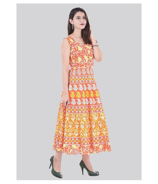 Rangun Cotton Orange A- line Dress - XL