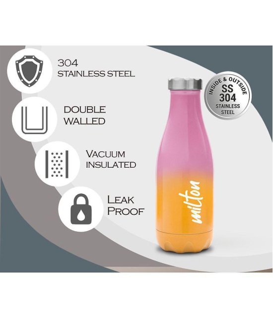 Milton Prudent 350 Thermosteel 24 Hours Hot and Cold Water Bottle, 360 ml, Pink Orange - Pink Orange