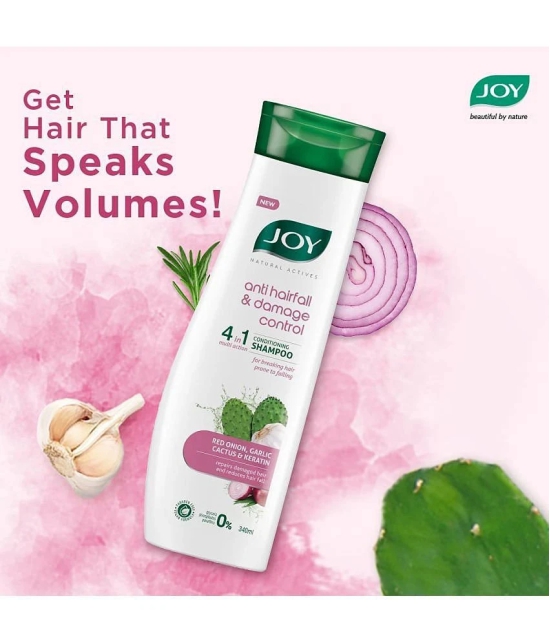 Joy Natural Actives Anti Hairfall & Damage Control 4-In-1 Conditioning Shampoo 340ml, (Pack of 1)