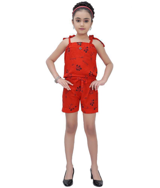 Arshia Fashions - Red Cotton Girls Jumpsuit ( Pack of 1 ) - None