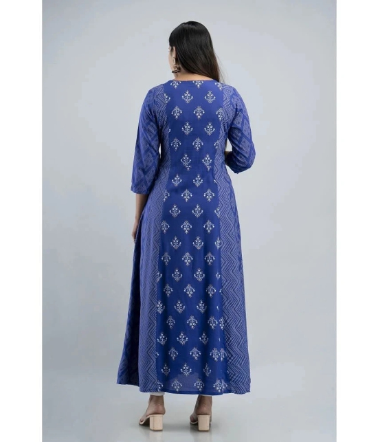 MAUKA - Blue Straight Rayon Womens Stitched Ethnic Gown ( Pack of 1 ) - None