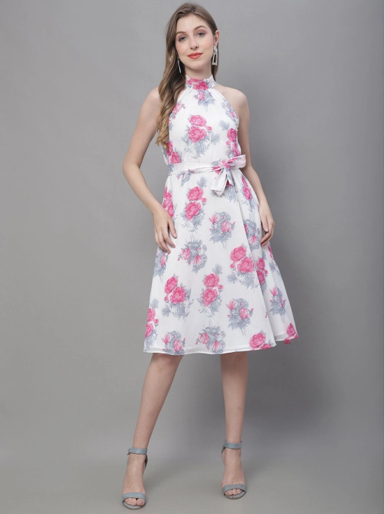 MINI & MING Floral Print Georgette Fit & Flare Dress