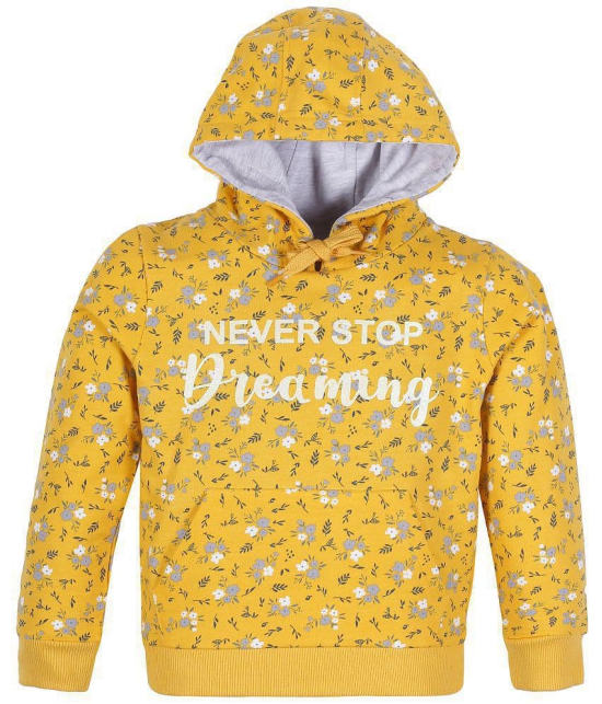 Plum Tree Girls Dreaming Print Hoodie Sweatshirt- Yellow - None