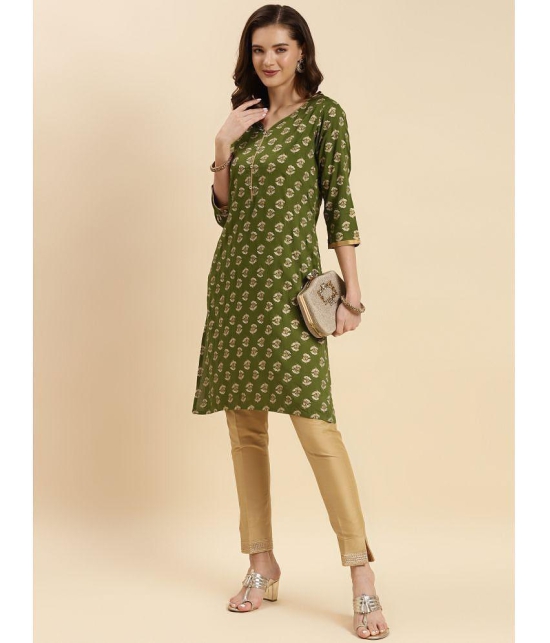 Rangita Women Green Rayon Printed Knee Length Straight Kurti - None