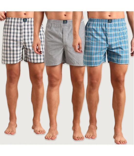 Joven Multicolor Boxer Shorts Cotton Mens Boxer- ( Pack of 3 ) - None