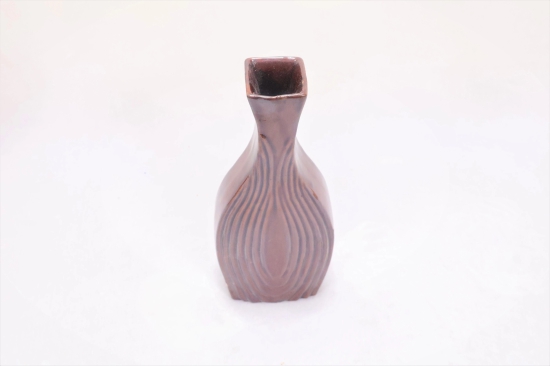 Khurja Pottery Flower Vase Pan Shape Brown Colour Size 10 Inches