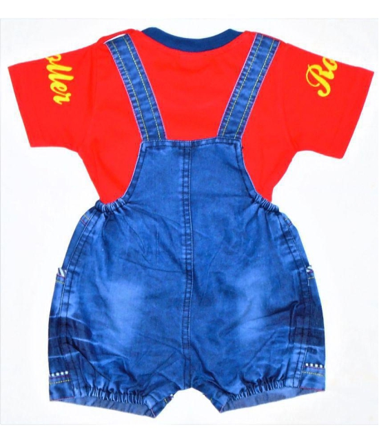 Wise Guys - Red Denim Baby Boy,Baby Girl Dungaree Sets ( Pack of 1 ) - None