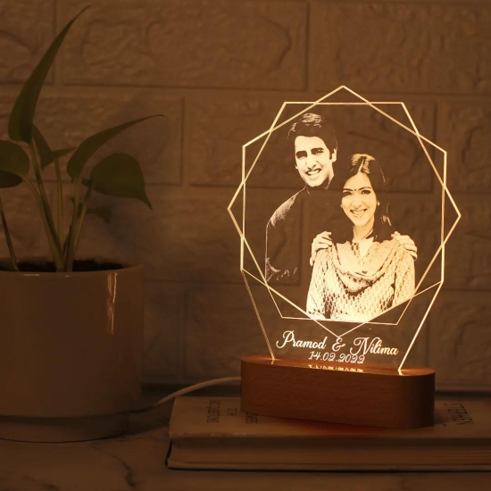 Personalized Hexagon Photo LED Lamp-Multicolor