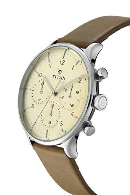 Titan Light Leathers Analog Beige Dial Men's Watch-90102SL02 / 90102SL02/NP90102SL02