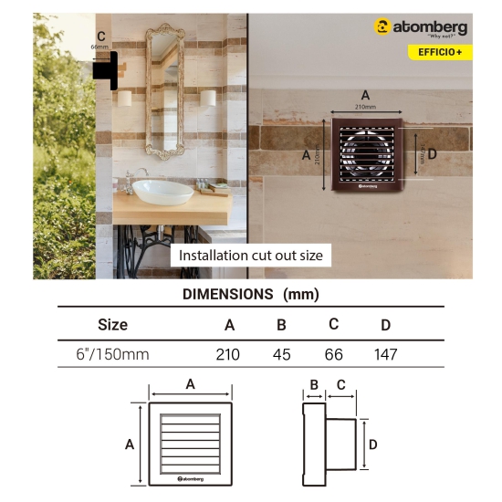 Atomberg Efficio+ 150mm BLDC motor Energy Saving Exhaust Fan |White