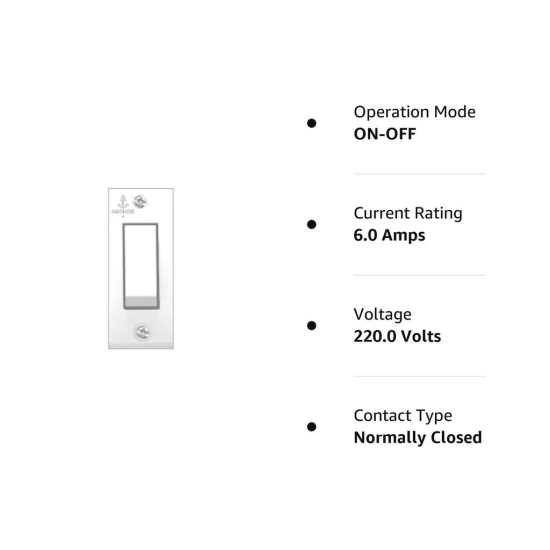 Anchor 6A 1 Way Polycarbonate Switch (White) -20 Pieces