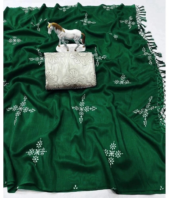 A TO Z CART Silk Embellished Saree With Blouse Piece - Green ( Pack of 1 ) - Green