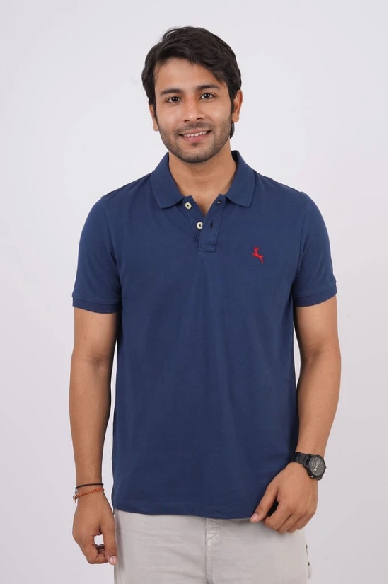 Men's Navy Blue  Embroidery Polo T-Shirt