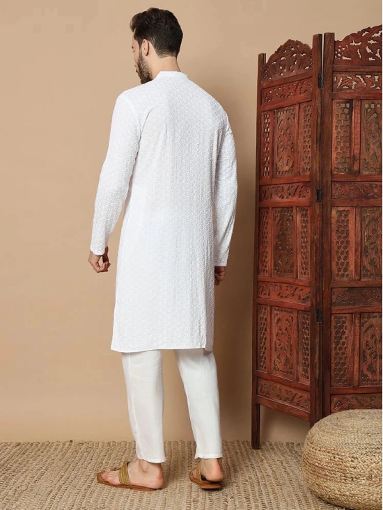 Glito White Viscose Regular Fit Mens Kurta Pyjama Set ( Pack of 1 ) - None