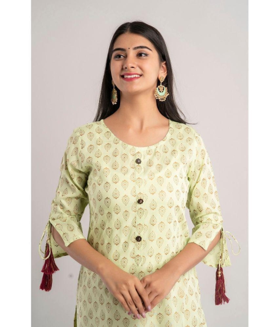 MAUKA - Green Rayon Women's Straight Kurti ( Pack of 1 ) - None