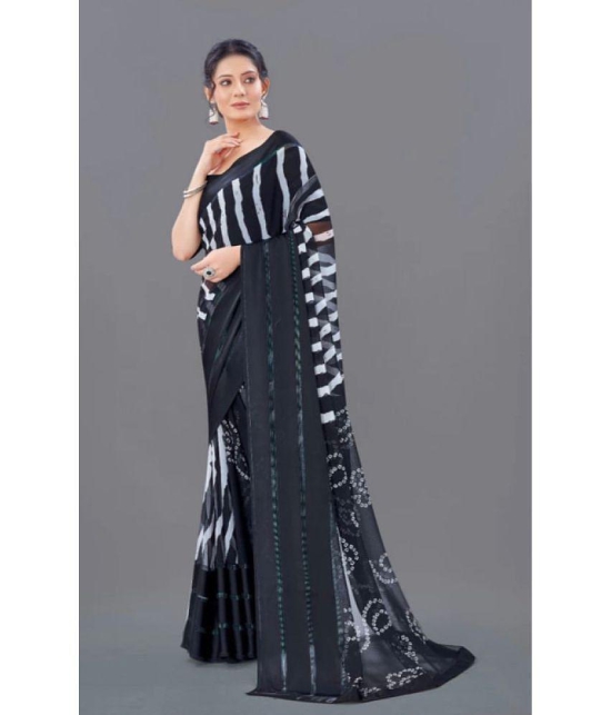 Sitanjali - Black Georgette Saree With Blouse Piece ( Pack of 1 ) - Black