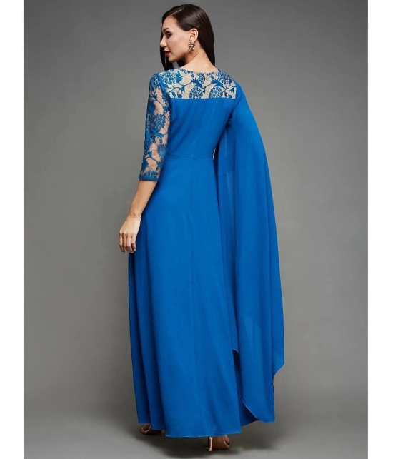 Miss Chase Georgette Solid Full Length Womens Gown - Blue ( Pack of 1 ) - None