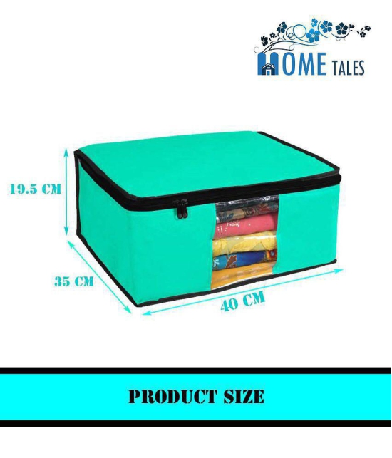 HOMETALES Non-Woven Saree Cover / Cloth Storage & Organizer with Transparent Window,Green (4U)