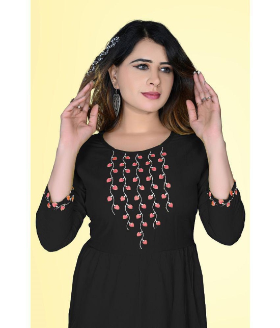 haya fashion - Black Rayon Women's A-line Kurti ( Pack of 1 ) - None