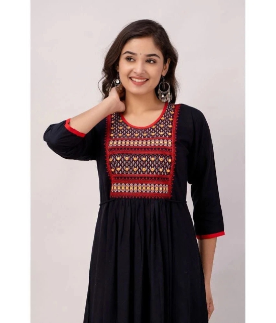 Kapadia - Black Rayon Womens Straight Kurti ( Pack of 1 ) - None