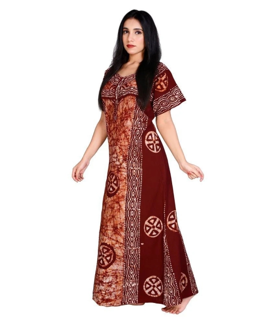 Raj Maroon Cotton Nursing Nighty Single - Free Size