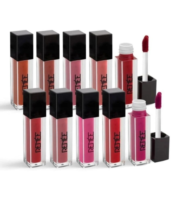 RENEE Stay Forever Matte Liquid Lipstick Combo - Transfer-Proof, Smudge-Proof, Travel Pack of 10