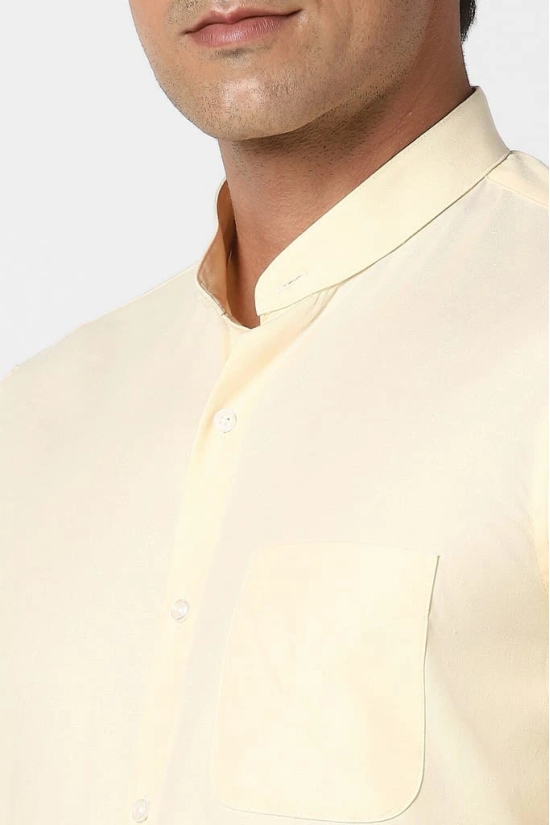 Men Beige Slim Fit Formal Full Sleeves Formal Shirt