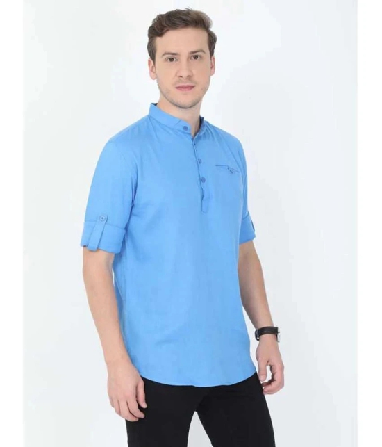 Springberry - Shirt Style 100 percent Cotton Sky Blue Mens Kurta ( Pack of 1 ) - None