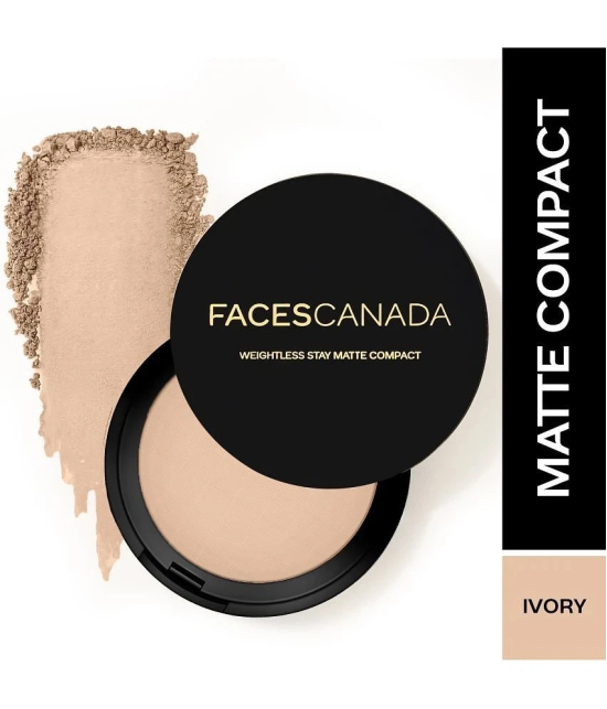 FACES CANADA Weightless Stay Matte Finish Compact Powder-Ivory,9g |Pressed Powder For All Skin Types