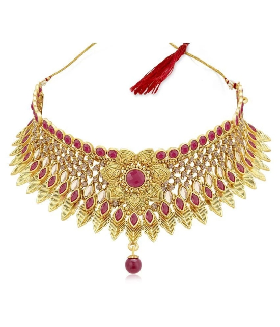 Sukkhi Alloy Pink Traditional Necklaces Set Choker - Pink