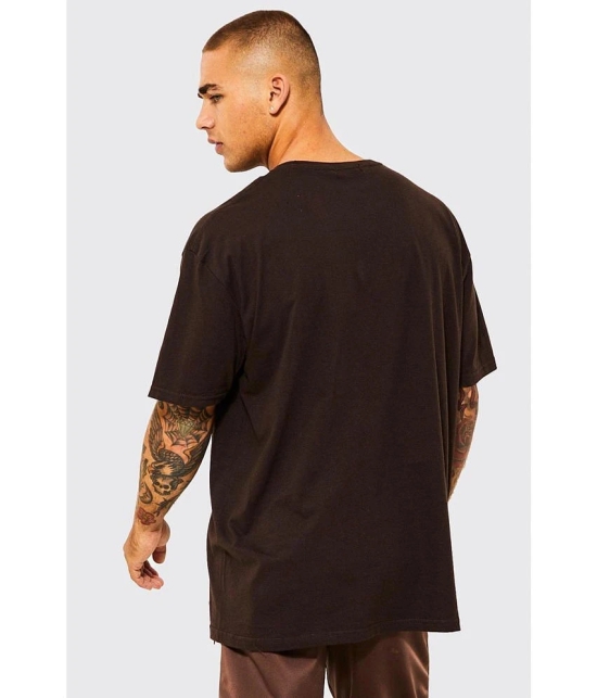 Leotude Cotton Blend Oversized Fit Printed Half Sleeves Mens T-Shirt - Brown ( Pack of 3 ) - None