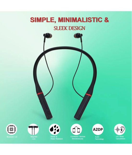 VEhop Thunderbass 20hrs In Ear Bluetooth Neckband 20 Hours Playback IPX4(Splash & Sweat Proof) Powerfull bass,Fast charging -Bluetooth V 5.0 Black