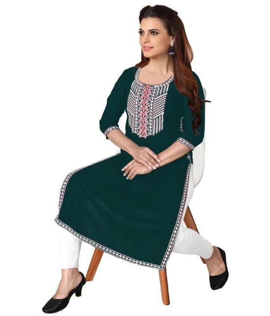 Kapadia - Green Rayon Womens Straight Kurti ( Pack of 1 ) - None