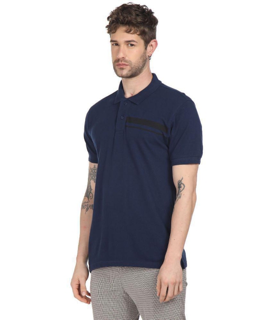 Ruggers Blue Cotton Blend Solid Polo T Shirt - None