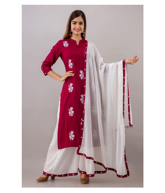 MAUKA Rayon Kurti With Sharara And Gharara - Stitched Suit Single - L