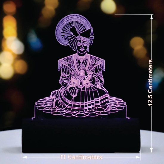 3D illusion Car Dashboard LED Murti of Swaminarayan