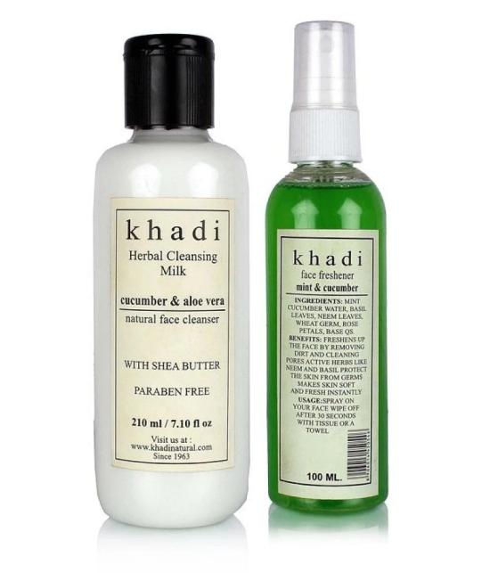 Khadi Cucumber Cool Combo:  Khadi Cucumber & Aloe Vera  Cleansing Milk+ Mint & Cucumber-310ml