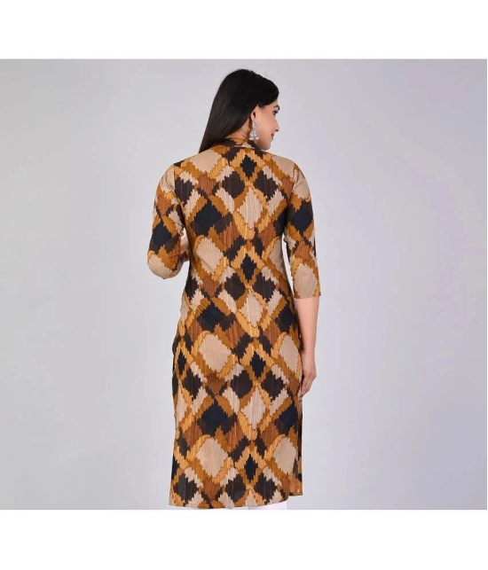 MAUKA Rayon Printed Straight Womens Kurti - Brown ( Pack of 1 ) - None