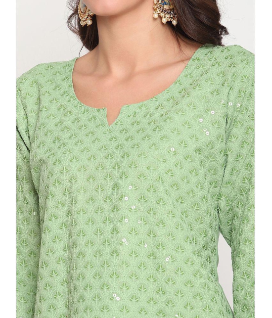 Queenley - Green Cotton Women's Straight Kurti ( Pack of 1 ) - L