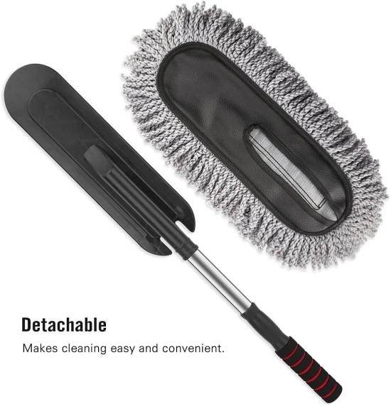 Uttamrobotics Retractable Flexible Microfiber Car Duster With Handle 360 Degree Rotating Mop