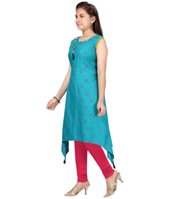 Aarika Turquoise Cotton Girls Kurti Legging Set ( Pack of 1 ) - None