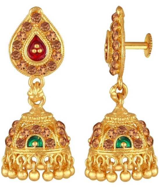 VIVASTRI Golden Jhumki Earrings ( Pack of 1 ) - Golden