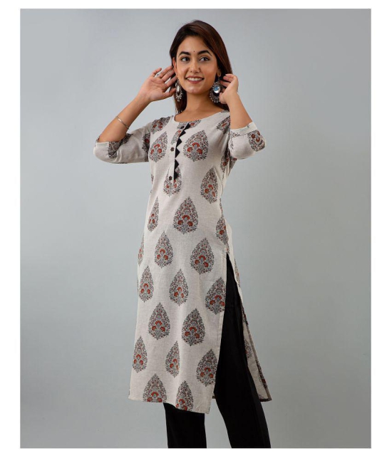 Doriya - Off White Cotton Blend Women's Straight Kurti - L