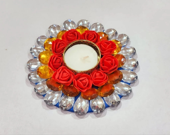 Red Flower Floating Diya  for Festive Decor