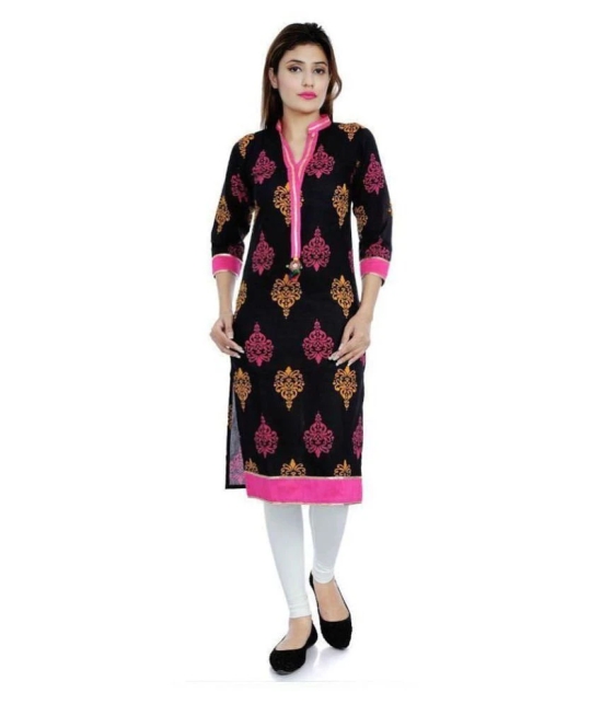 Divena Black Cotton Straight Kurti - XXL