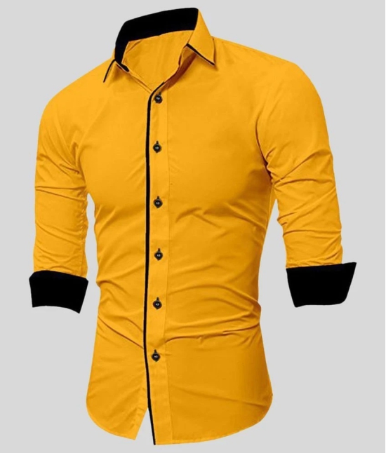 Life Roads - Yellow Cotton Slim Fit Mens Casual Shirt (Pack of 1 ) - None