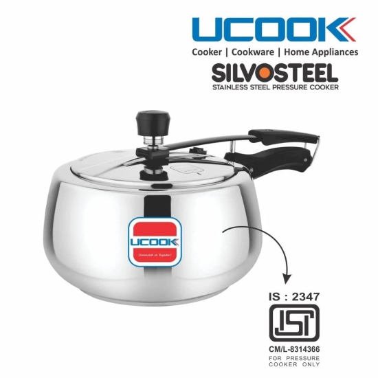 UCOOK By United Ekta Engg. Stainless Steel Silvo Induction Pressure Cooker, 2 Litre, Silver